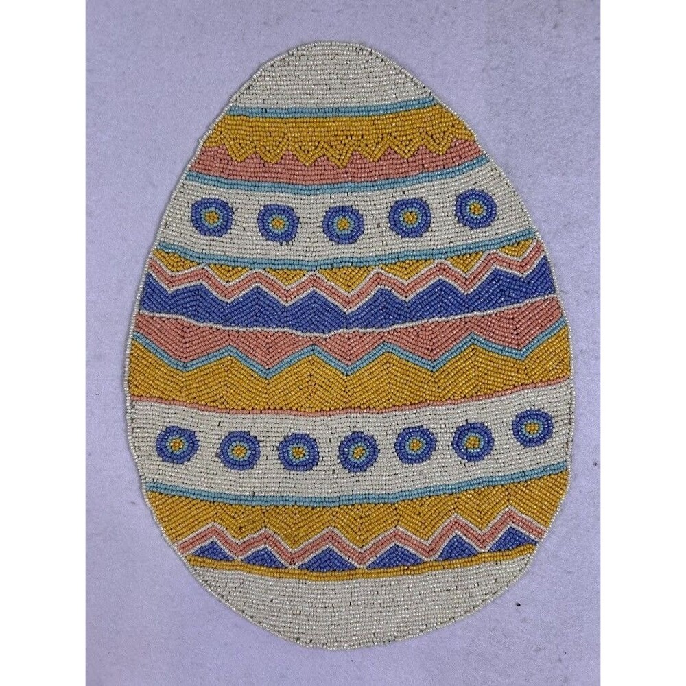 Celebrate Together Beaded Easter Egg Placemat Multi Pastel Spring Decor NEW